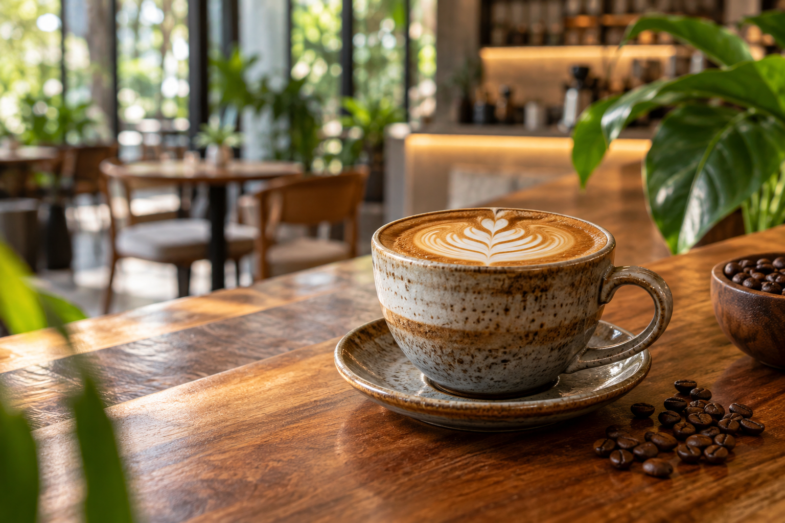 A handcrafted Indonesian coffee in a contemporary Jakarta cafe
